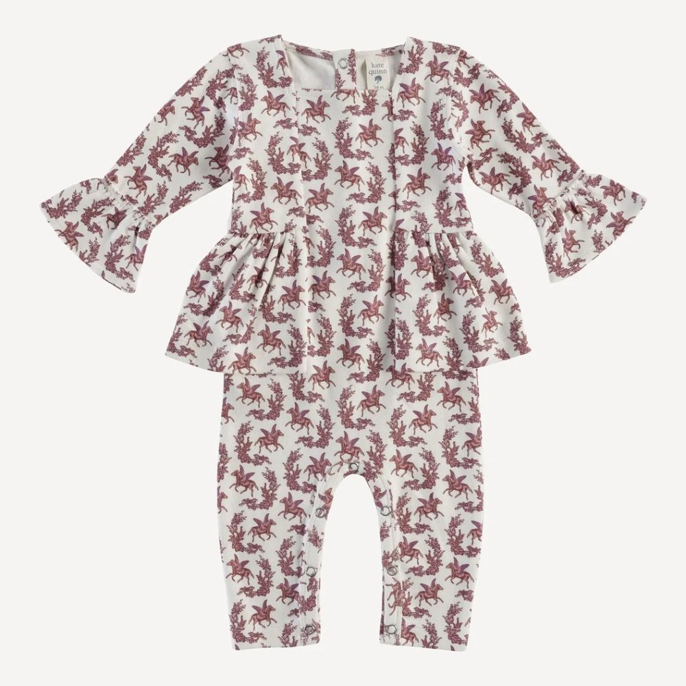 NWT Kate Quinn Long Bell Sleeve Ballerina Jumpsuit Pegasus Organic Cotton 12-18m
